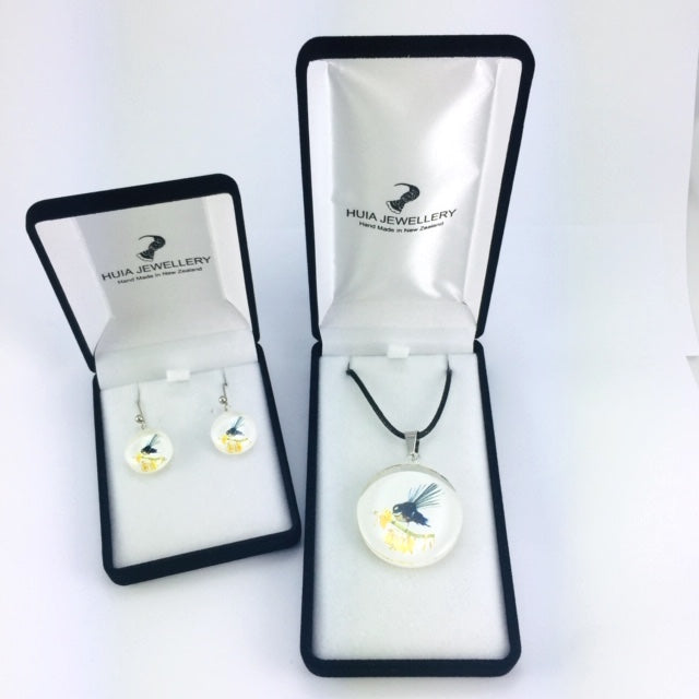 White Fantail Pendant & Earring Set