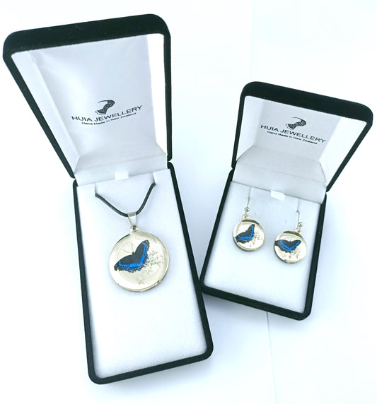 Mirror Butterfly Gold Pendant & Earring Set