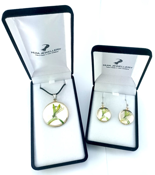 Mirror Dragonfly Gold Pendant & Earring Set