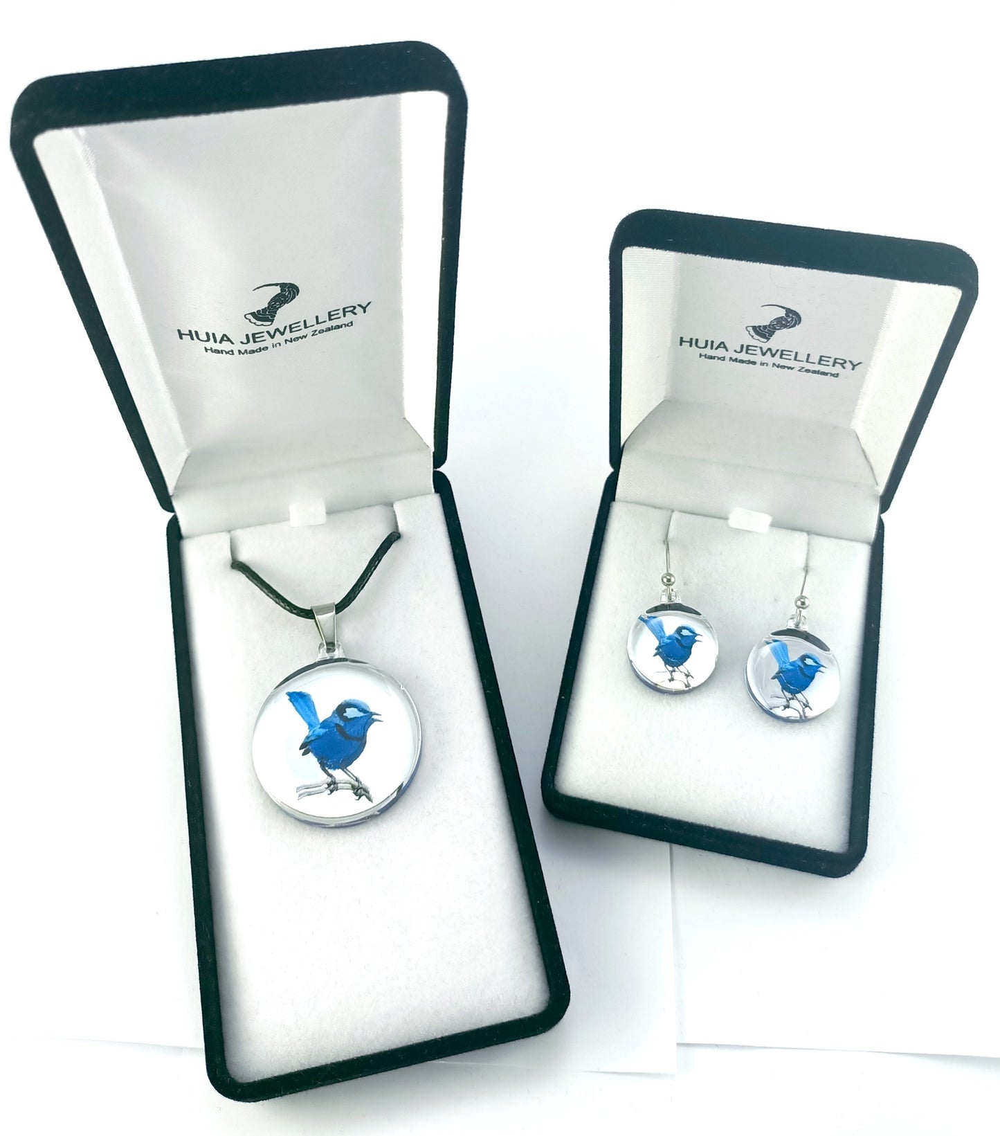 Mirror Ferry Wren Silver Pendant & Earring Set